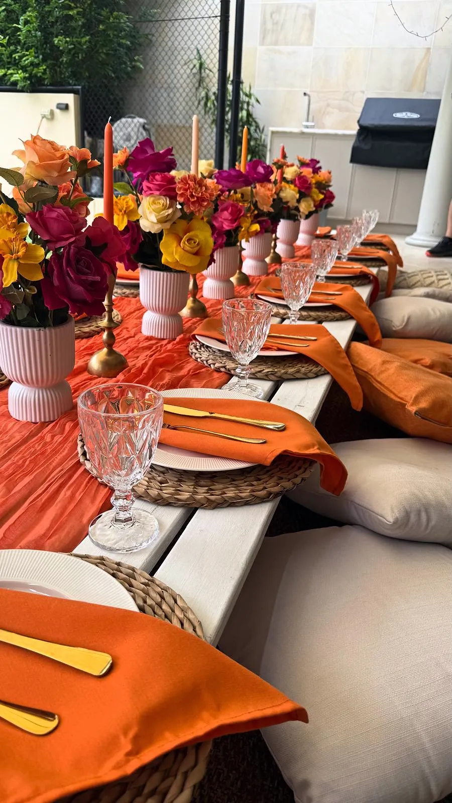 Orange luxury picnic setup by LC Events