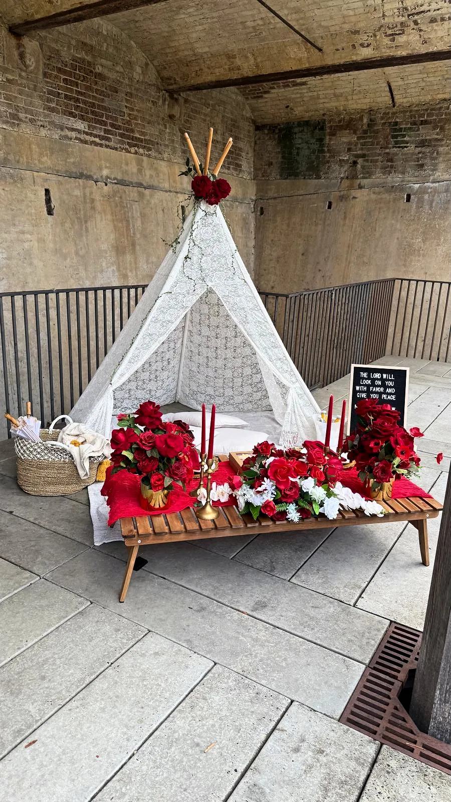 Red luxury picnic setup by LC Events